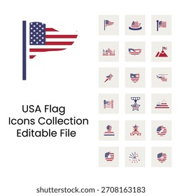Iconos de banderas de EE. UU. 18 estilos