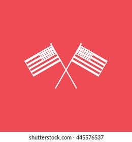USA Flags Independence Day Flat Icon On Red Background