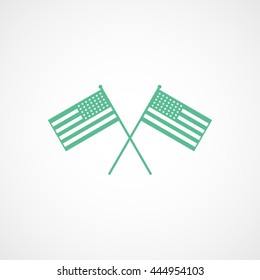 USA Flags Independence Day Green Flat Icon On White Background