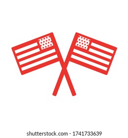 usa flags line style vector illustration design