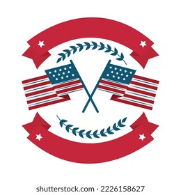 usa flags and ribbons emblem