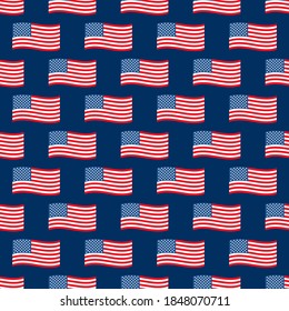 USA flags vector seamless pattern background for fourth of july celebration, national american holidays.
