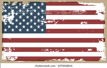 USA flag.Vintage American flag.Vector.