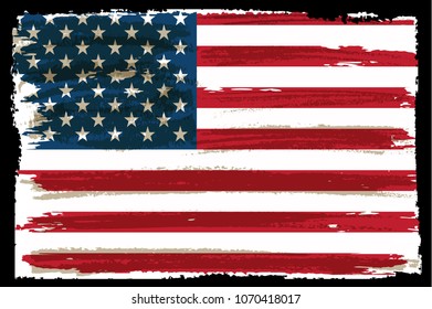 USA flag.Vintage American flag.Vector.