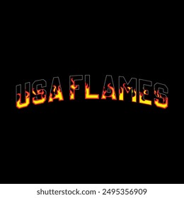 Usa Flames Text With Fire Inside