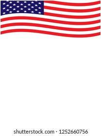 USA flowing flag frame with empty space for your text. 