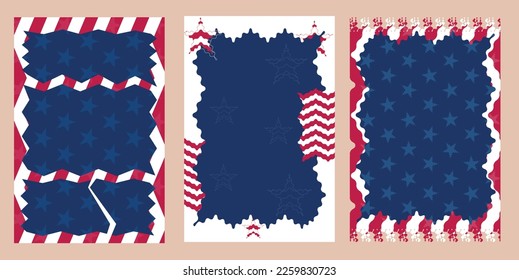 USA Flyer Poster with American Flag, stars and stripes. simple abstract style vector 