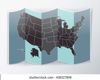 USA Folded Map. Realistic Vector.