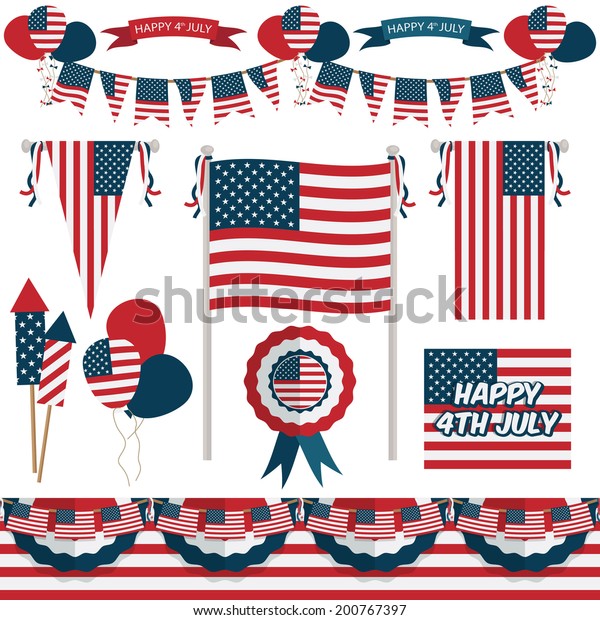 Usa Fourth July Flag Bunting Decorations Stock Image Download Now