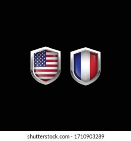 usa and france protected partnership - Conceptual vector illustration in flat style design.Isolated on background.