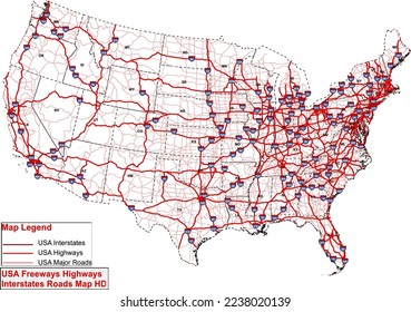 Carreteras de EE.UU. Carreteras Interstate Roads Map HD