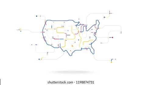 USA futuristic globe data network elements abstract background