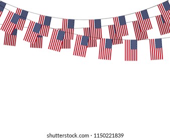 USA garland flag on white background