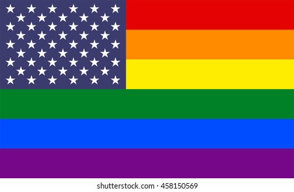 USA gay rainbow flag on white background