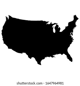 USA geographic map isolated on white background. Flat, vector illustration.