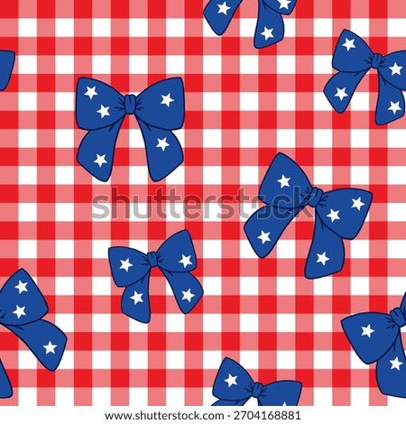 USA gingham check seamless bow pattern
