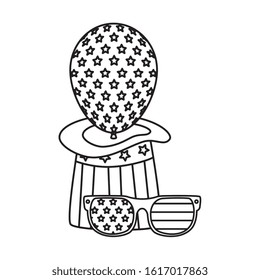 Usa glasses hat and balloon design, United states america independence labor day nation us country and national theme Vector illustration