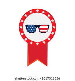 Usa glasses inside seal stamp design, United states america independence labor day nation us country and national theme Vector illustration