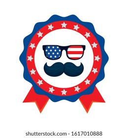 Usa glasses and mustache design, United states america independence labor day nation us country and national theme Vector illustration