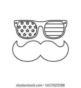 Usa glasses and mustache design, United states america independence labor day nation us country and national theme Vector illustration