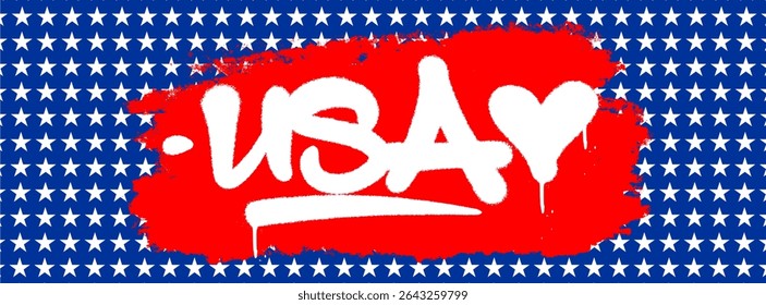 USA graffiti artwork with bold street-style lettering and spray paint effect. Designed for patriotic visuals, hip hop culture, and Independence Day celebrations.