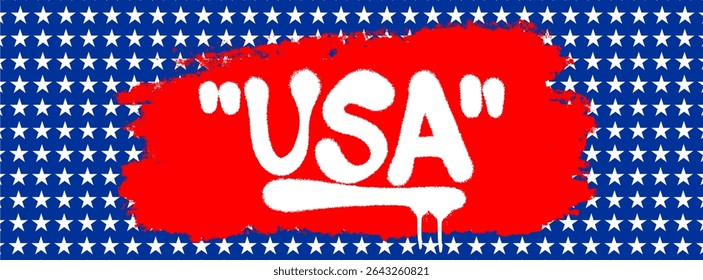 USA graffiti in playful bubble font with bold spray paint texture. Perfect for fun patriotic designs, streetwear art, and modern 4th of July celebration graphics.