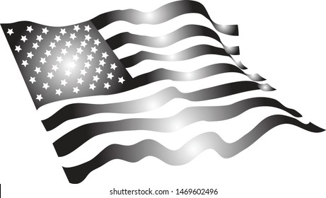 USA grayscale American flag vector icon
