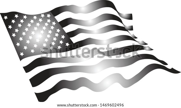 Usa Grayscale American Flag Vector Icon Stock Vector Royalty Free