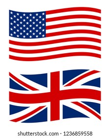 Usa and Great Britain flag. United states of America and United kindom application Language Symbol. Country of manufacture icon. Sticker with national flag Symbol of nation for infographics, web.