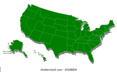usa green ecology map vector illustration