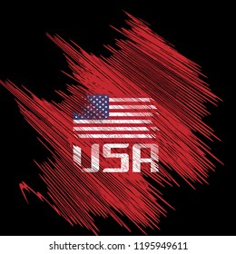 USA grunge flag and grunge background. red and black color