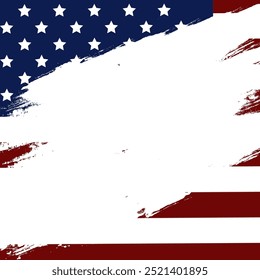 USA Grunge Flag Greeting Card Template Vector Illustration Social Media Post Banner.