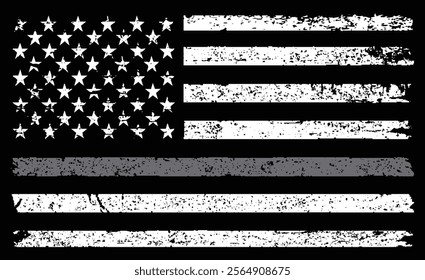 USA grunge flag with a thin gray or silver line. A sign to honor and respect American correctional officers, prison guards and jailers.