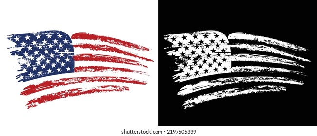 USA grunge texture colorful and white faded flag design vector