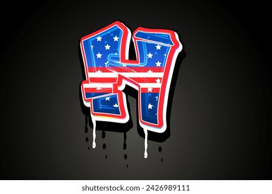 USA H Hand Lettering Graffiti vector template