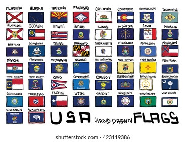  USA hand drawn flags