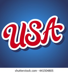USA hand drawn vector lettering design illustration perfect for advertising, poster, announcement, invitation, party, greeting card, bar, restaurant, menu 