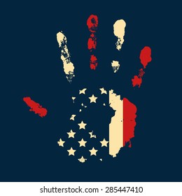 USA, hand print, vector illustration