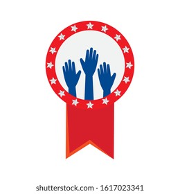 Usa hands inside seal stamp design, United states america independence labor day nation us country and national theme Vector illustration