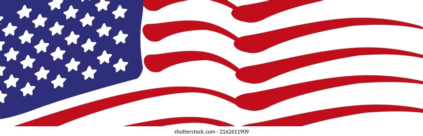 USA handwritten doodle wavy flag for United States Independence Day banner background