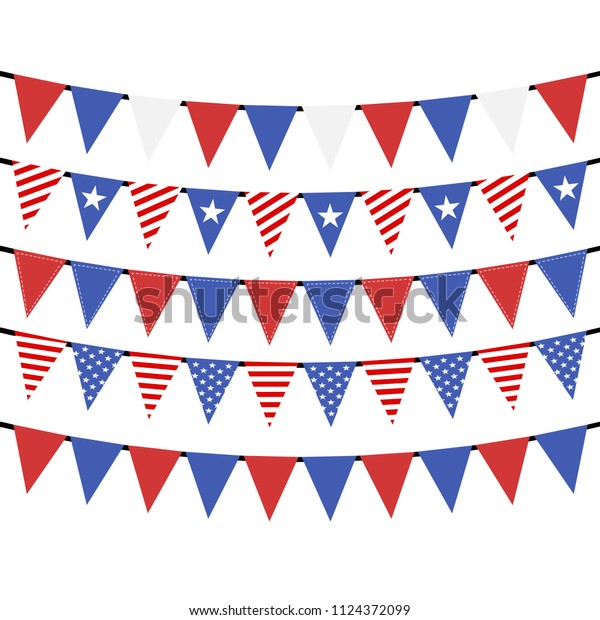 Usa Hanging Bunting Flags On White Stock Vector (Royalty Free ...