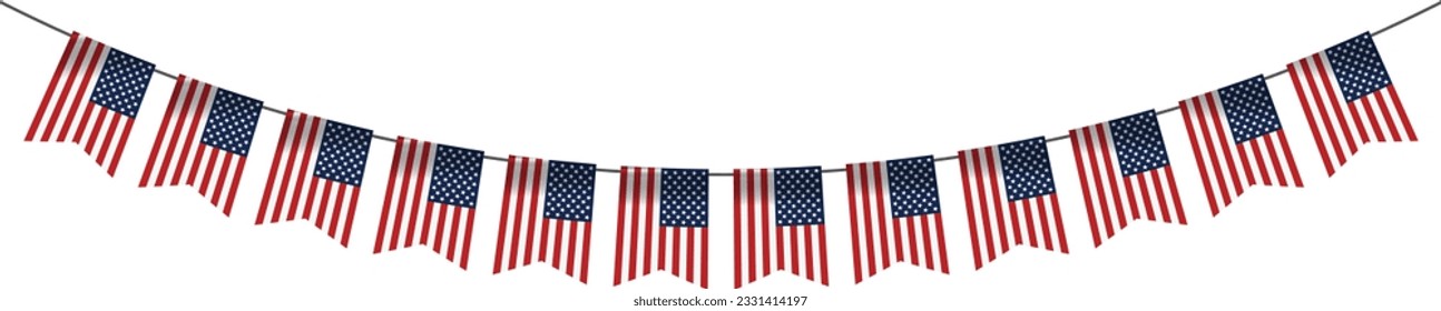 Estados Unidos colgando banderas estadounidenses en fondo blanco, Bundle