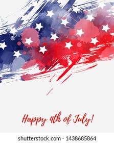 USA Happy 4th of July background - independence day holiday in United States of America. Abstract grunge watercolor flag. Template for holiday banner, invitation, flyer, etc.