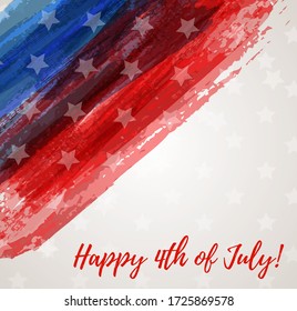 USA Happy 4th of July background - independence day holiday in United States of America. Abstract grunge watercolor flag. Template for holiday banner, invitation, flyer, etc.