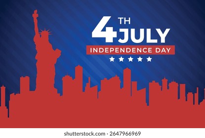 USA Happy Independence Day 4th of July. Template with statue of liberty background. Vector.