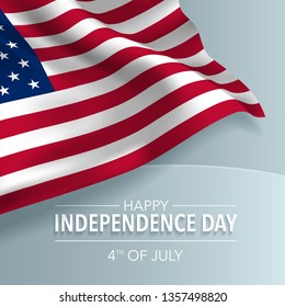 USA happy independence day greeting card, banner, vector illustration. American national day 4th of July background with elements of flag, square format 