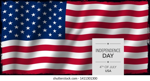 USA happy independence day greeting card, banner vector illustration. United States of American national holiday 4th of July design element with bodycopy 