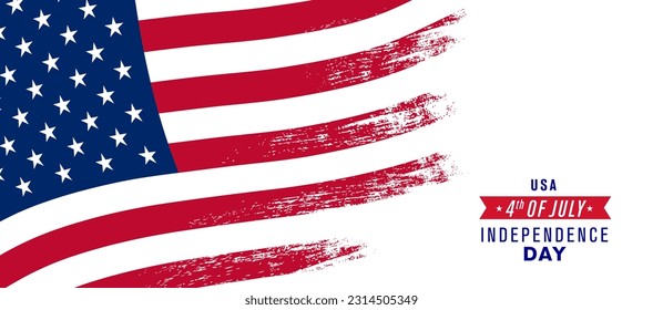 USA happy independence day greeting card, banner vector illustration. United States of America national holiday 4th of July design element with distressed flag