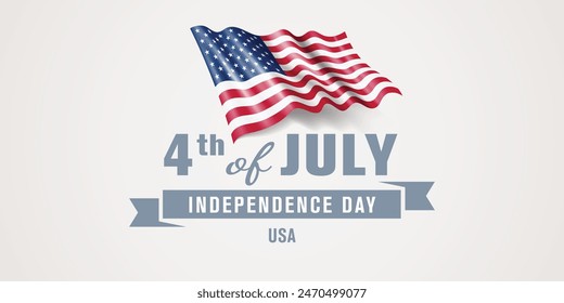 USA happy independence day greeting card, banner vector illustration. American national holiday 4th of July design element with realistic flag