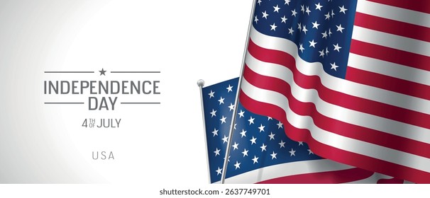 USA happy independence day greeting card, banner vector illustration. American national holiday 4th of July design element with 3D flag
